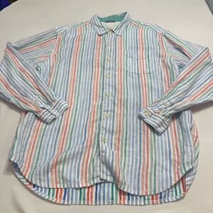 Tommy Bahama Striped Linen Button Up Shirt Size XL